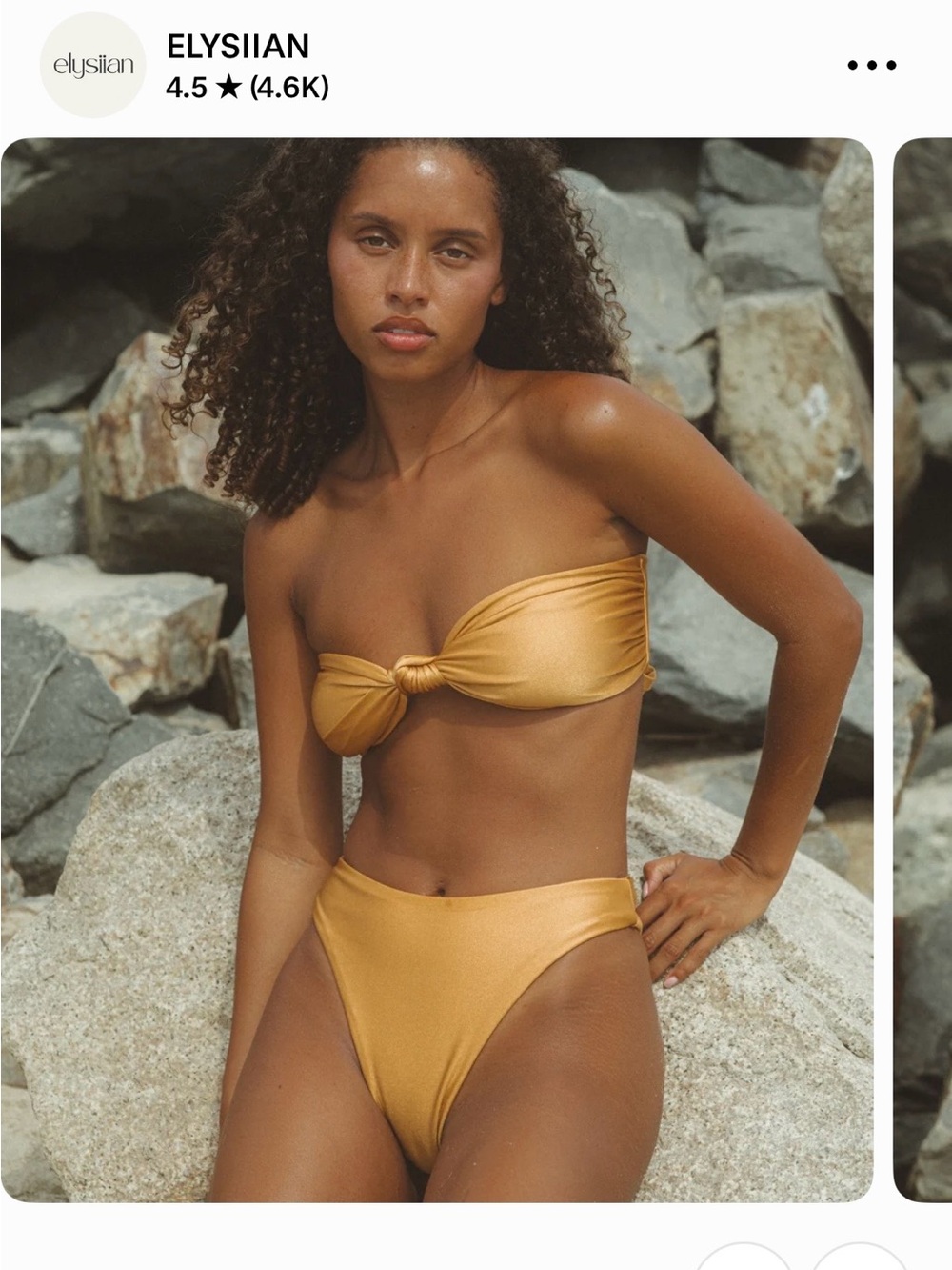 Elysian Gold Knot Bandeau Bikini Top & High-Rise Bottoms